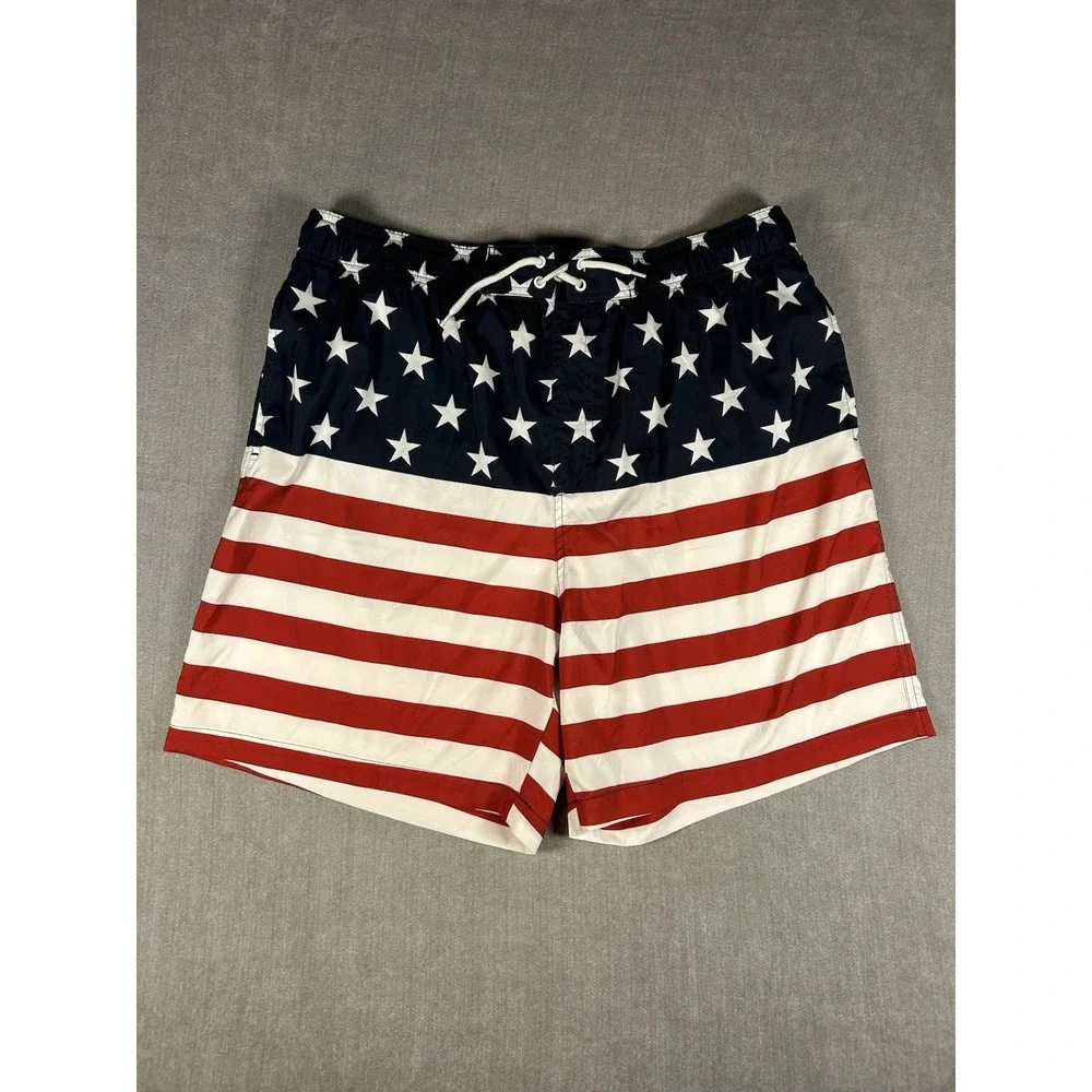 Simply Style by Sears American Flag Print Swim Trunks 36-38